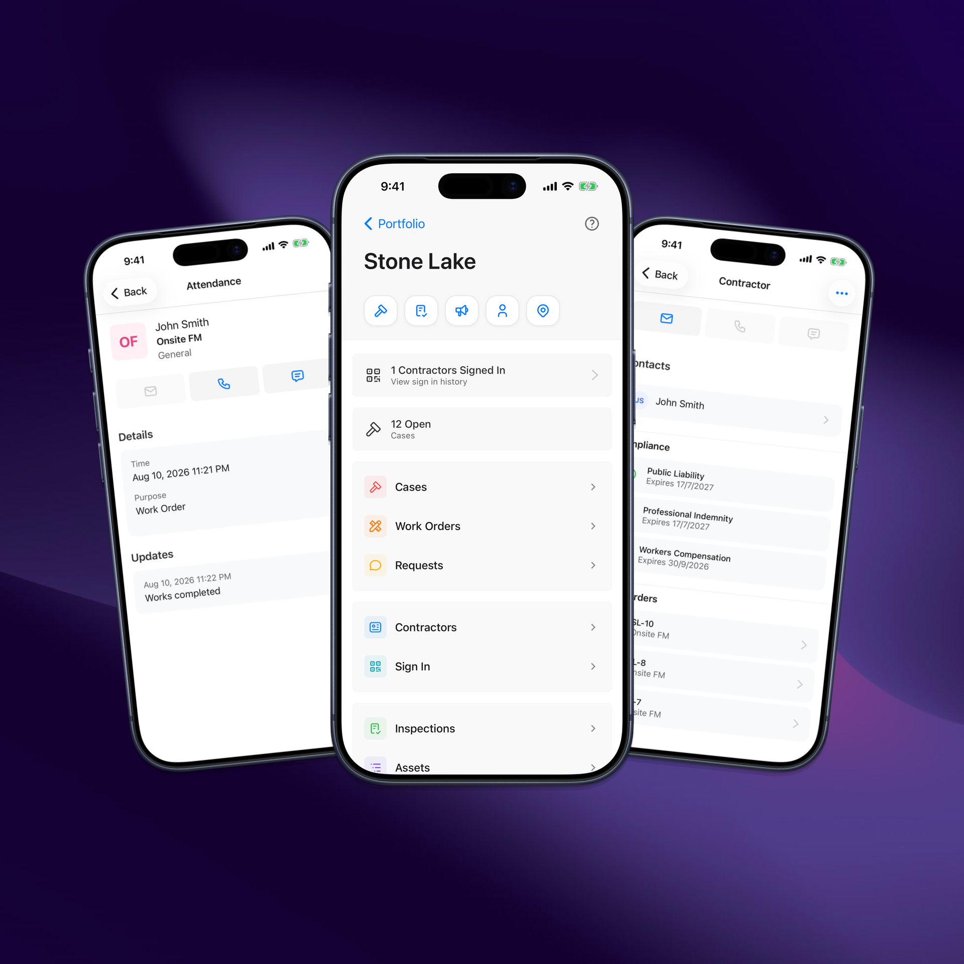 Live contractor attendance, building dashboard and compliance record in the Onsite mobile app
