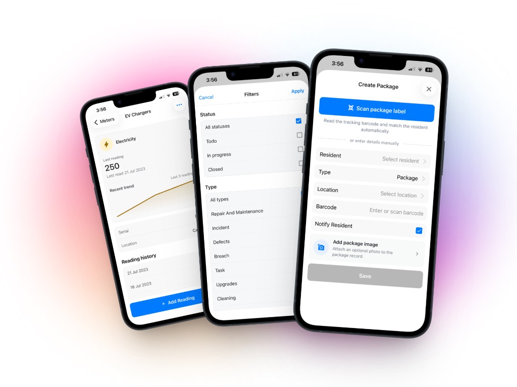 Manager App Updates - Filters, Scan Packages, add Meter readings and more